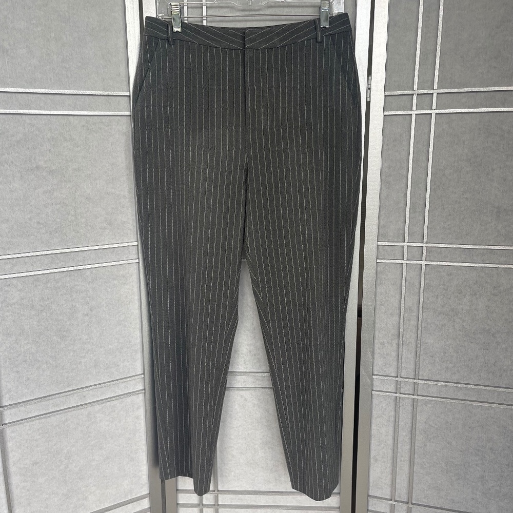 NWT! L'AGENCE Grey/White Pinstripe Cropped Tapered Pants sz 6